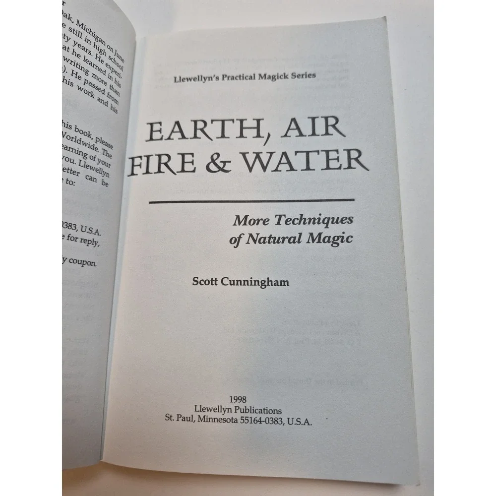 Vintage First Edition Earth, Air, Fire and Water by Scott Cunningham 1998
